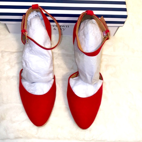 Crown & Ivy Espadrilles New in Box Sz 7.5 Espadrille Wedge Pink Red - Picture 4 of 14